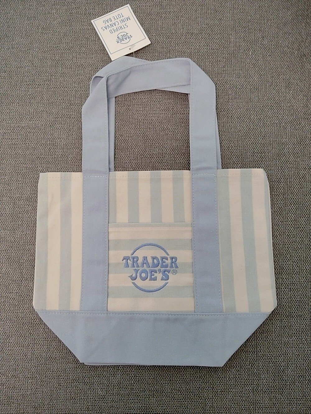 [New] Trader Joe's Striped Mini Canvas Tote Bag - Blue